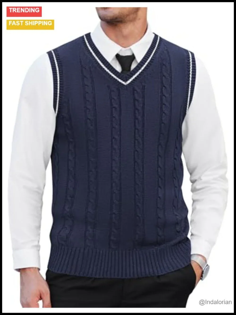 Men's Sweater Vest V Neck Slim Fit Casual Sleeveless Twisted Knitted Pullover